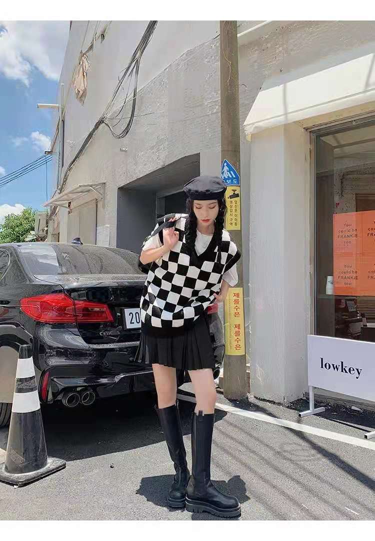 Wednesday Checkerboard Knitted Sweater - Image 10