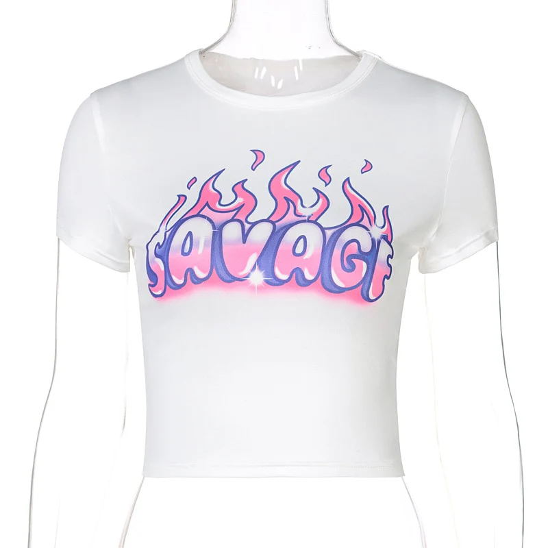 Y2K Aesthetic Savage Graffiti Crop Top - Image 3