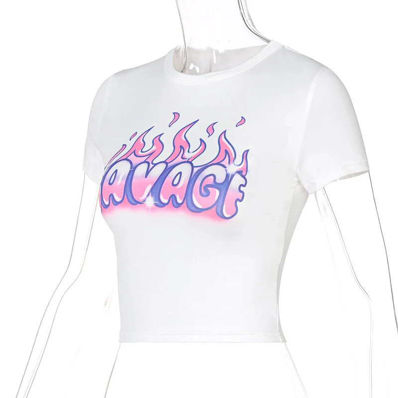Y2K Aesthetic Savage Graffiti Crop Top - Image 4
