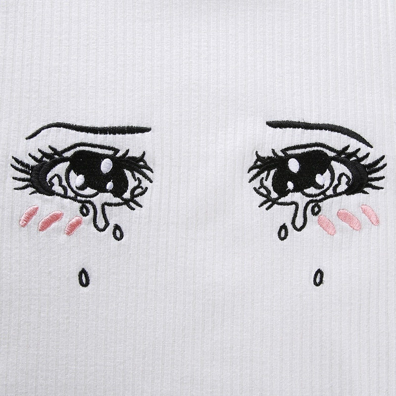 Y2K Anime Girl Crying Eyes Top - Image 8