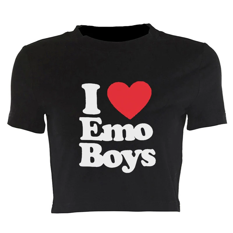 Y2k Egirl Crop Tops I love Emo Boys - Image 5