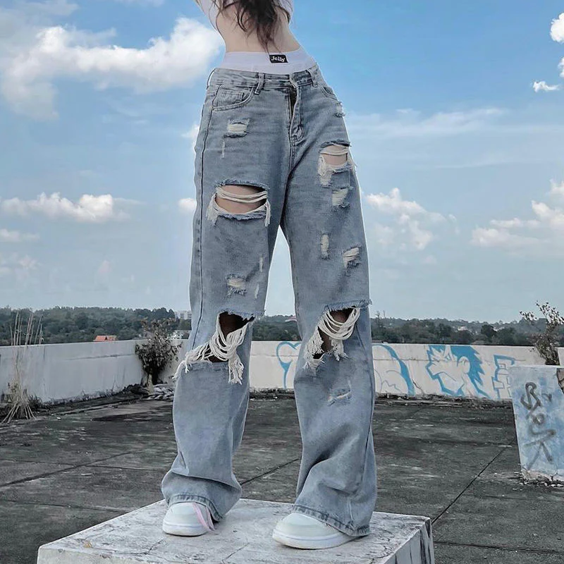 Y2K Grunge Ripped Baggy Jeans - Image 5