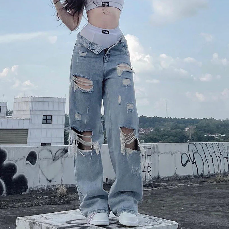 Y2K Grunge Ripped Baggy Jeans - Image 6