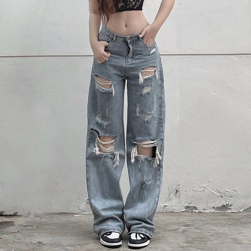 Y2K Grunge Ripped Baggy Jeans - Image 8