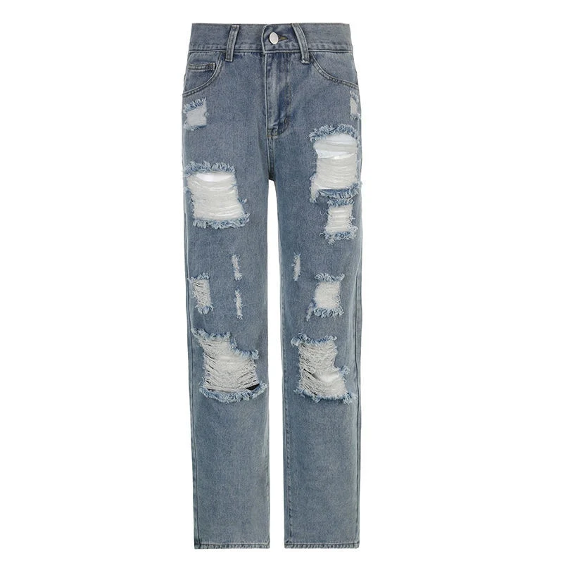 Y2K Grunge Ripped Baggy Jeans - Image 9