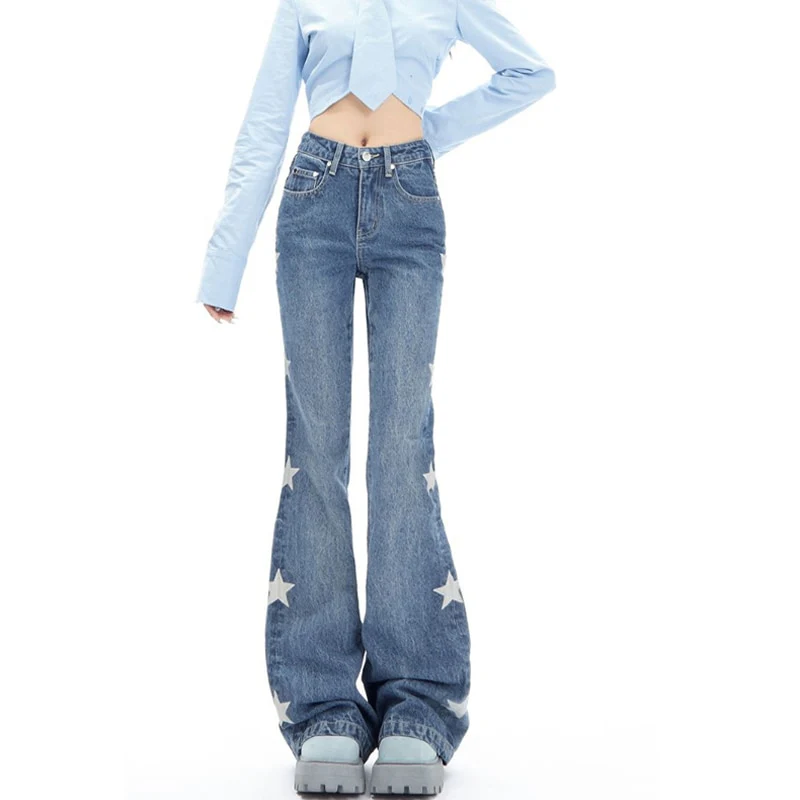 Y2K Retro Star Denim Flare Pants - Image 10