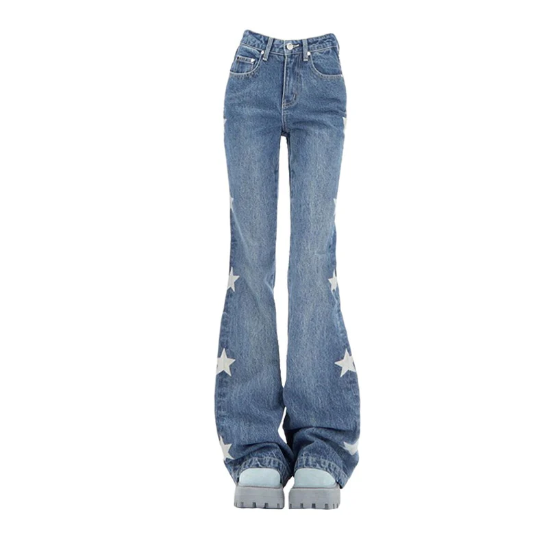 Y2K Retro Star Denim Flare Pants - Image 6
