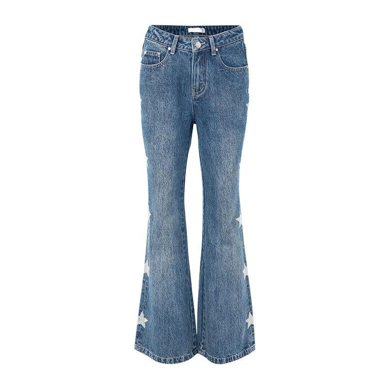 Y2K Retro Star Denim Flare Pants - Image 7