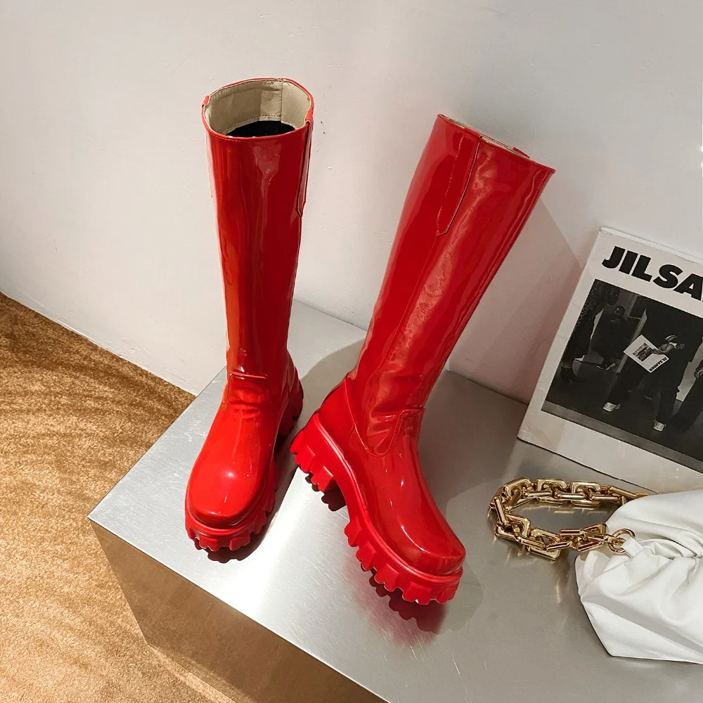 Y2K Shiny Knee-High Boots - Image 11