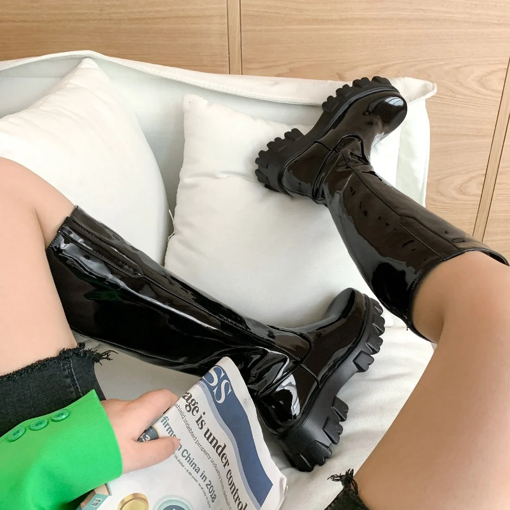 Y2K Shiny Knee-High Boots - Image 13
