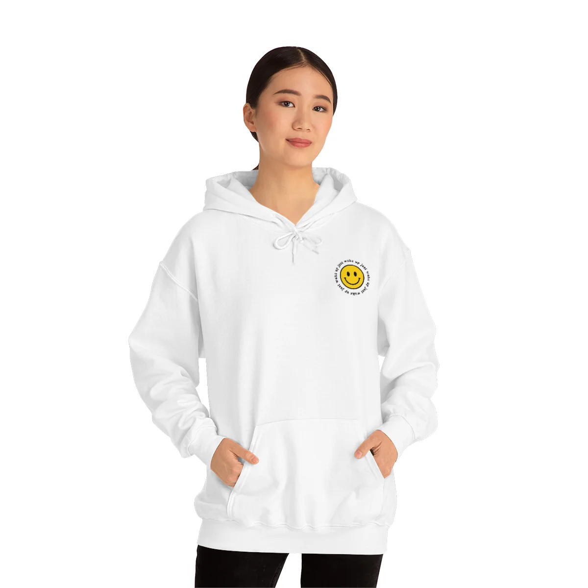 Y2K Smiley Just Woke Up Hoodie Sweatshirt - Image 8